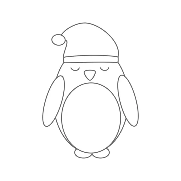 Niedlich Schöne Schwarz Weiße Cartoon Pinguin Vektor Illustration Für Färbung — Stockvektor
