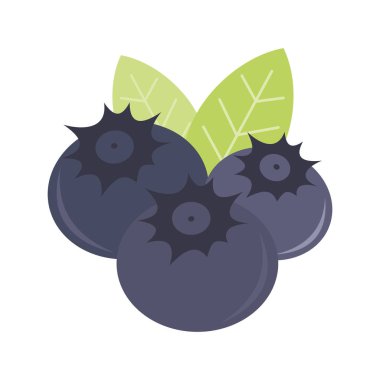 beyaz arka plan üzerinde izole yaprakları vektör illüstrasyon ile sevimli yaban mersini