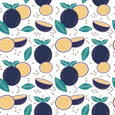 tutku meyve ile dikişsiz vektör desen arka plan illüstrasyon