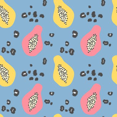 papaya ve leopar noktalar ile hayvan baskı ile soyut modern dikişli vektör desen arka plan illüstrasyon