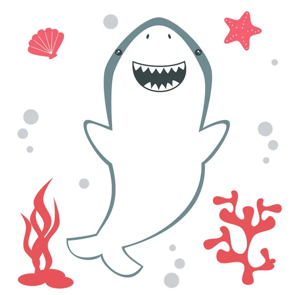 cute cartoon shark fish vector illustration