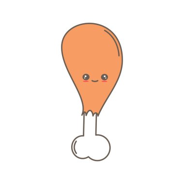 beyaz arka plan üzerinde izole sevimli karikatür tavuk bacak vektör illüstrasyon