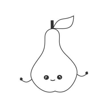 sevimli çizgi film karakteri armut komik siyah beyaz vektör illüstrasyon boyama sanatı için