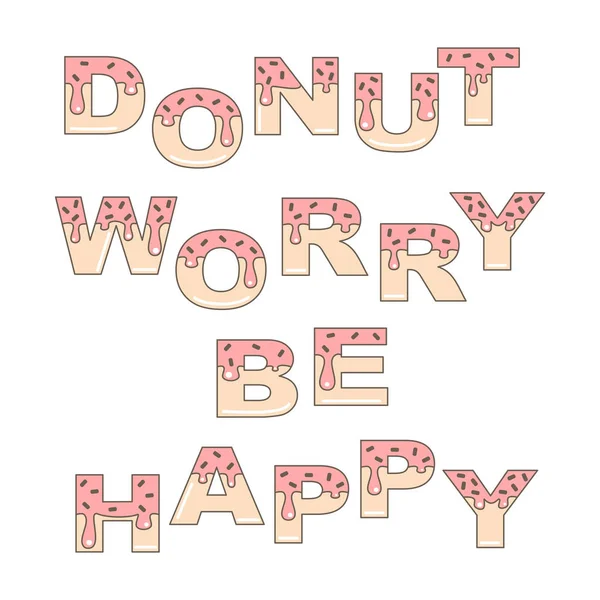 Donut Sorge Glücklich Vektorkarte Mit Donut Glasierte Letters — Stockvektor