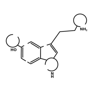 serotonin vektör siyah lineer düz stil simgesi