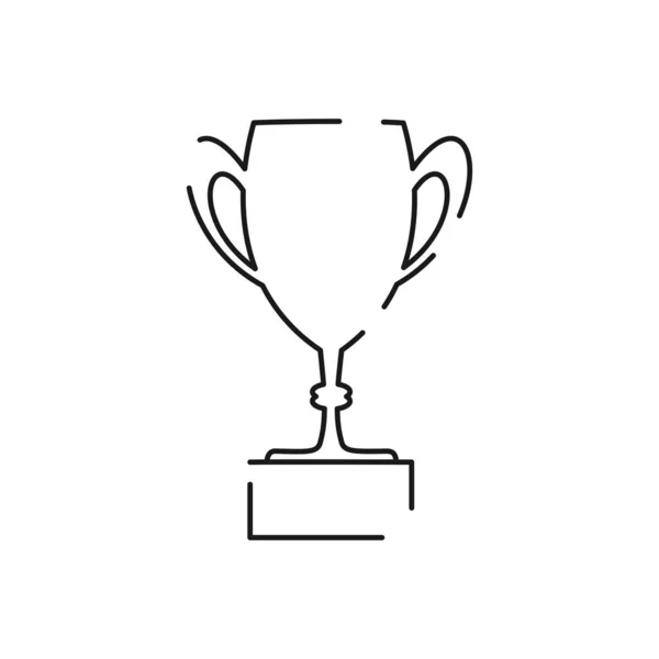 Трофей Чашка Вектор Чорний Лінійний Плоский Стиль Значок — стоковий вектор