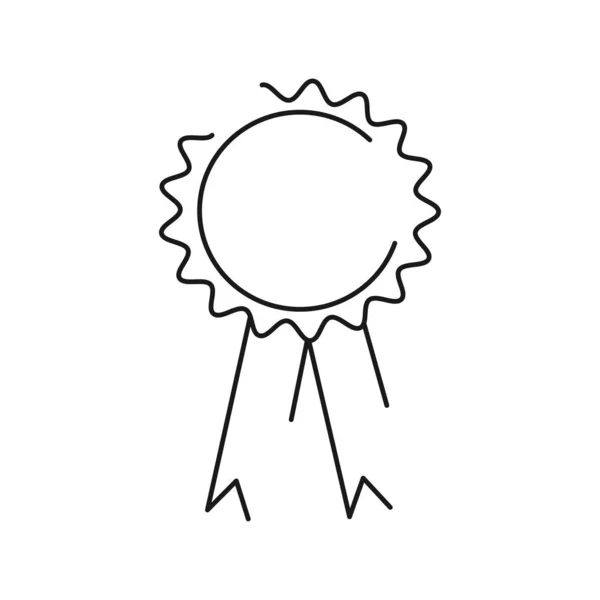 Знак Нагороди Вектор Чорний Лінійний Плоский Стиль Значок — стоковий вектор