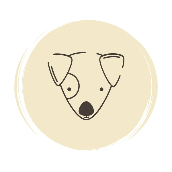犬のアイコンのロゴ ブラシテクスチャを使用した円のベクトルイラストレーション — ストックベクタ