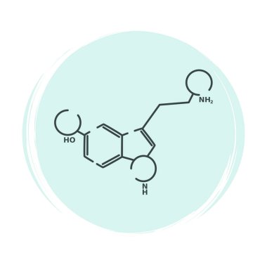fırça doku ile mavi daire üzerinde serotonin simgesi logo vektör illüstrasyon