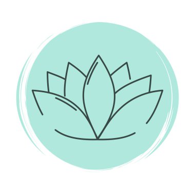 fırça doku ile mavi daire üzerinde lotus simgesi logo vektör illüstrasyon