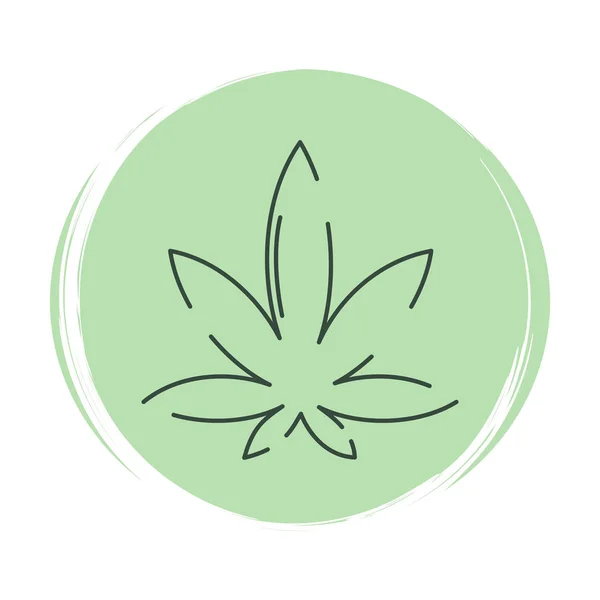 Cannabis Symbol Vektor Illustration Auf Grünem Kreis Mit Pinselstruktur — Stockvektor