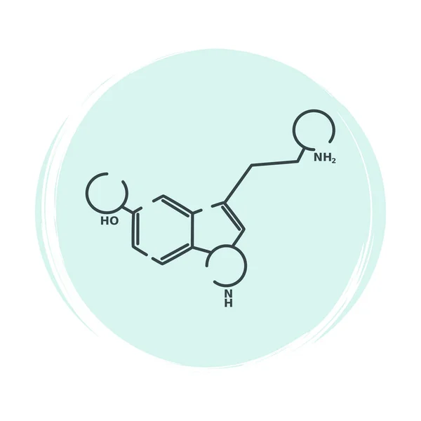 Serotonina Icona Logo Vettoriale Illustrazione Cerchio Blu Con Texture Pennello — Vettoriale Stock