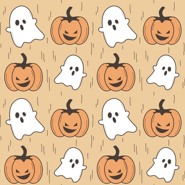 Halloween Vintage Sem Emenda Vetor Padrão Fundo Ilustração Com Desenhos —  Vetores de Stock