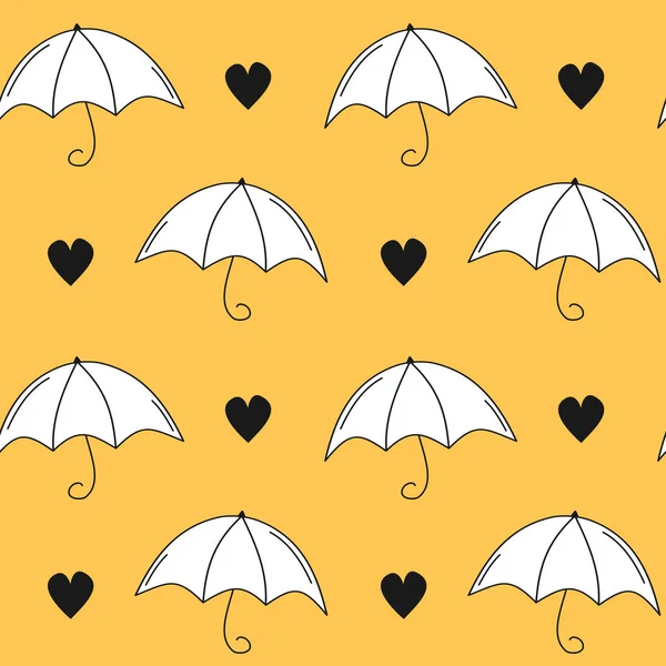 Roztomilý Podzim Bezešvé Vektorové Vzor Pozadí Ilustrace Ručně Kreslené Deštníky — Stockový vektor