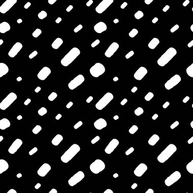 Siyah arkaplana el çizimi beyaz konfeti basit soyut, dikişsiz vektör deseni çizimi