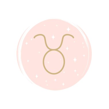 Sosyal medya hikayesi için fırça desenli daire üzerinde sevimli zodiac taurus simgesi logo vektör çizimi vurgula