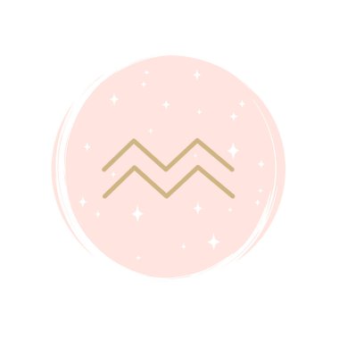 Sosyal medya hikayesi için fırça desenli daire üzerinde sevimli zodyak kova simgesi logo vektör çizimi