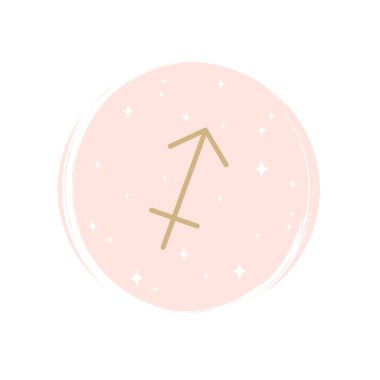Sosyal medya hikayesi için fırça desenli şirin zodyak sagittarius logo vektör çizimi