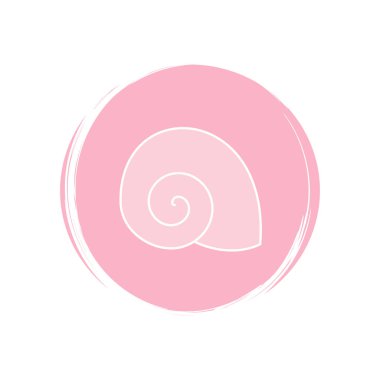 Sosyal medya hikâyesi vurgusu için fırça desenli şirin deniz kabuğu simgesi logo vektör çizimi