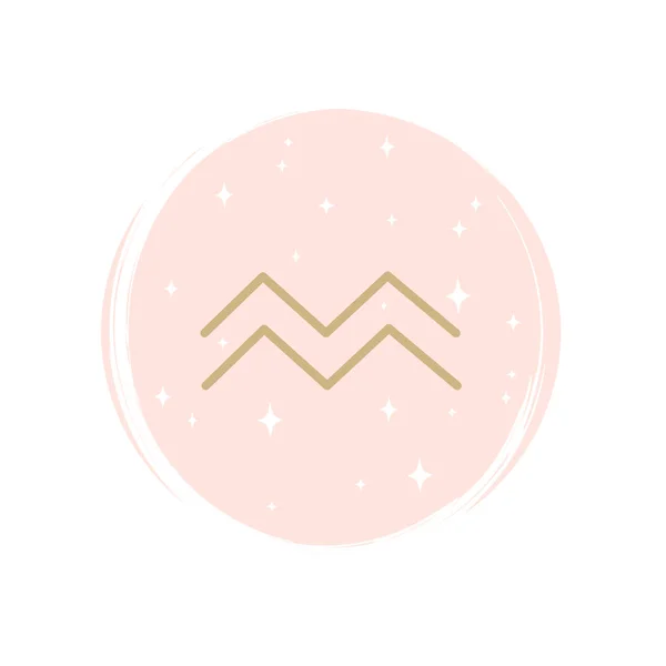 Симпатичний Логотип Значка Зодіаку Водолія Векторні Ілюстрації Колі Текстурою Пензля — стоковий вектор