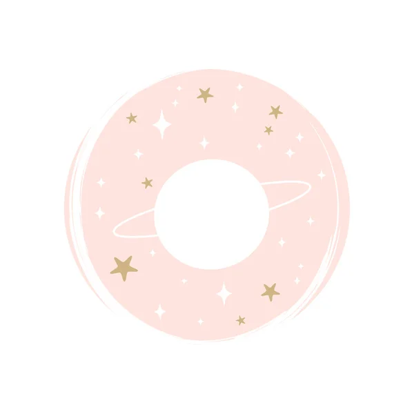 Cute Planet Icon Logo Vector Illustration Circle Brush Texture Social — 스톡 벡터