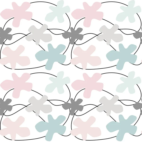 Nette Pastellfarbene Nahtlose Vektormuster Hintergrundillustration Mit Abstrakten Blumen Und Geometrischen — Stockvektor