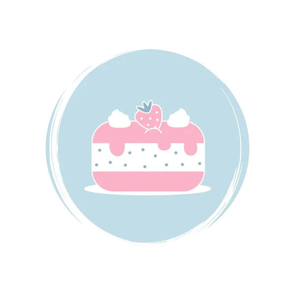 Icono Pastel Fresa Logo Ilustración Vectorial Círculo Con Textura Pincel — Vector de stock