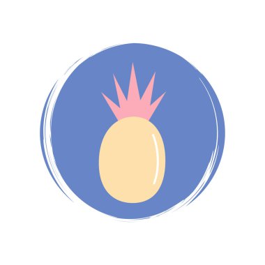 Sosyal medya hikayesi için fırça desenli ananas simgesi logo vektör çizimi