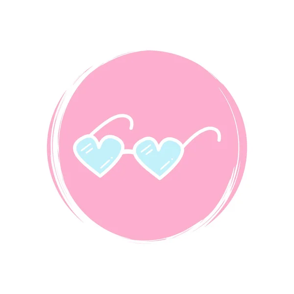 Heart Sunglass Icon Logo Vector Illustration Circle Brush Texture Social — 스톡 벡터