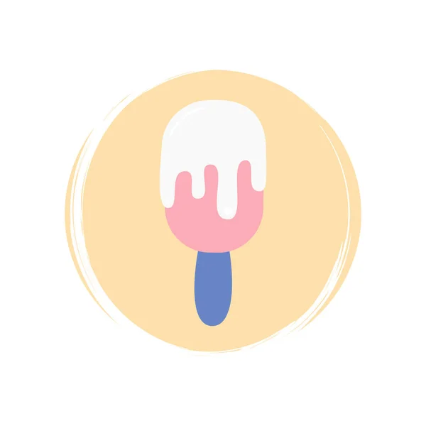 Векторная Иллюстрация Логотипа Мороженого Круге Текстурой Кисти Истории Социальных Сетях — стоковый вектор
