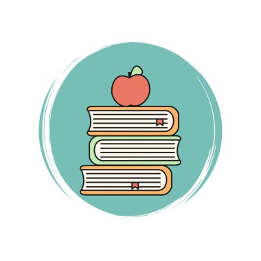 Kitaplar sosyal medya hikayesi vurgusu için fırça desenli çember üzerine simge logo vektör ilüstrasyonunu yığın