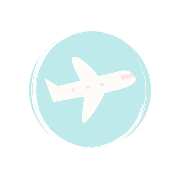 Ikona Ikony Samolotu Wektor Ilustracja Okręgu Tekstury Pędzla Dla Mediów — Wektor stockowy