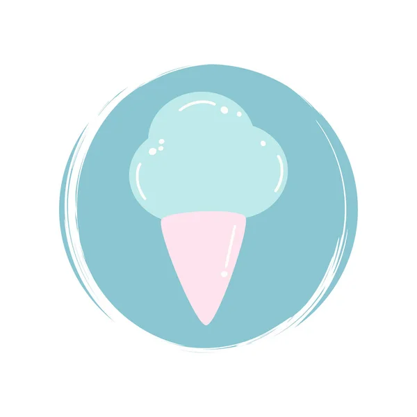 Ice Cream Icoon Logo Vector Illustratie Cirkel Met Borstel Textuur — Stockvector