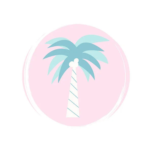 Icono Palmera Logo Vector Ilustración Círculo Con Textura Pincel Para — Vector de stock