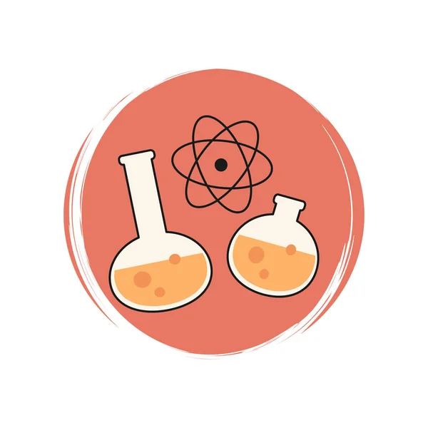 Wissenschaft Und Chemie Symbol Logo Vektor Illustration Auf Kreis Mit — Stockvektor