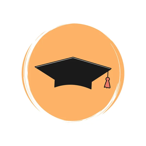 Icono Sombrero Graduación Logo Ilustración Vectorial Círculo Con Textura Pincel — Archivo Imágenes Vectoriales