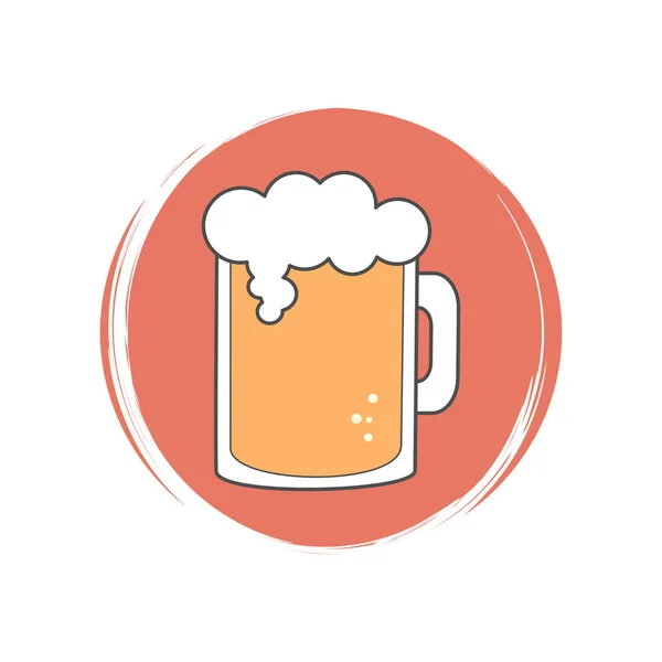 Bier Icoon Vector Illustratie Cirkel Met Borsteltextuur Voor Social Media — Stockvector