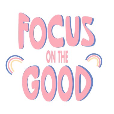 Sevimli renkli minimalist el çizimi. İlham verici gökkuşaklı vektör ilüstrasyonuna odaklanma.