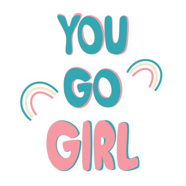 Sevimli rengarenk minimalist el çizimi. Kıza ilham verici, gökkuşağı desenli vektör tasarımı çizimi.