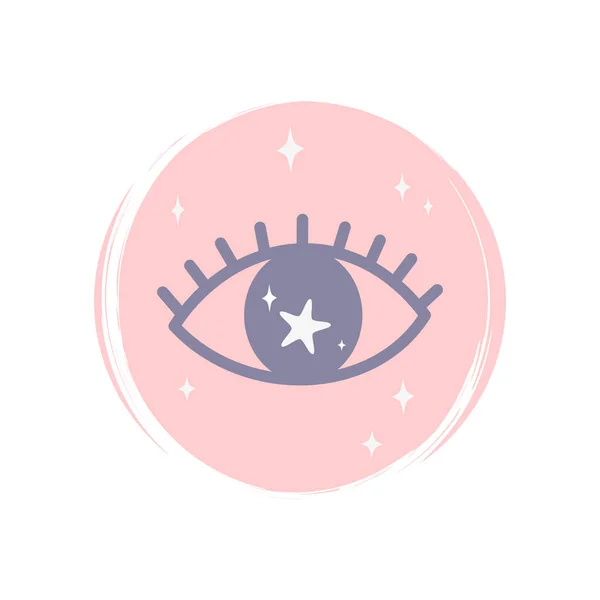 Carino Occhio Magico Esoterico Con Stelle Vettore Icona Illustrazione Cerchio — Vettoriale Stock