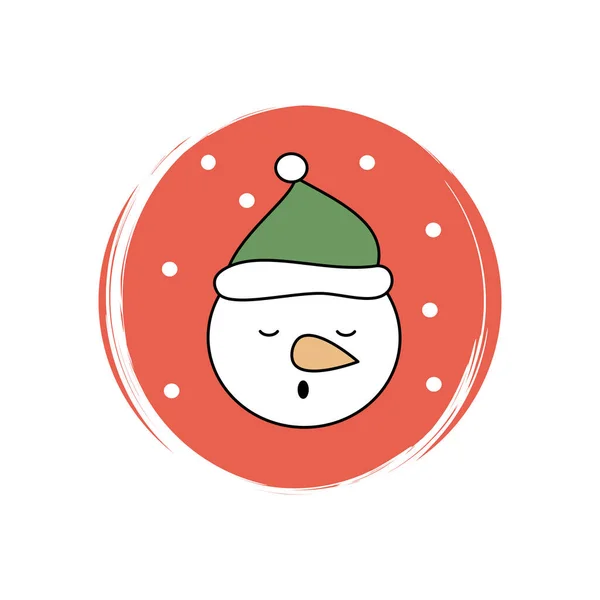 Cute Snowman Icon Vector Illustration Circle Brush Texture Social Media — Stock Vector