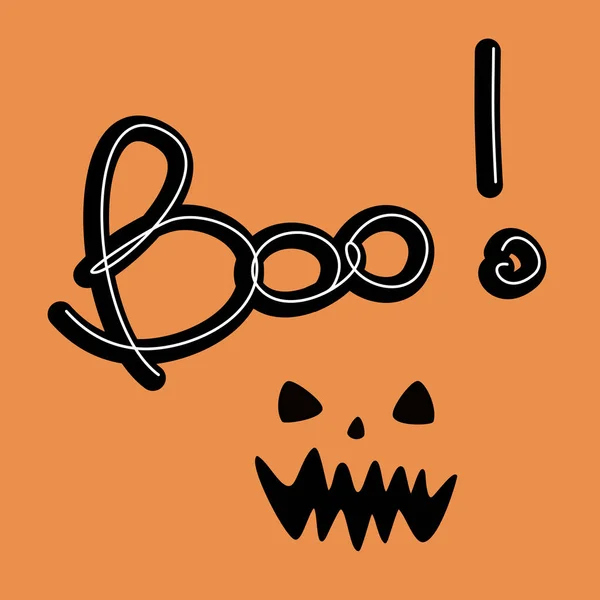 Lindo Dibujado Mano Letras Boo Vector Tarjeta Ilustración — Vector de stock