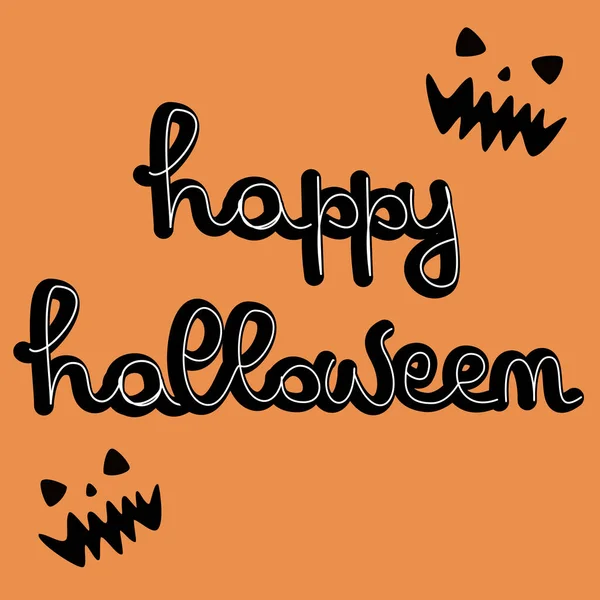 Lindo Dibujado Mano Letras Feliz Tarjeta Vectorial Halloween — Vector de stock