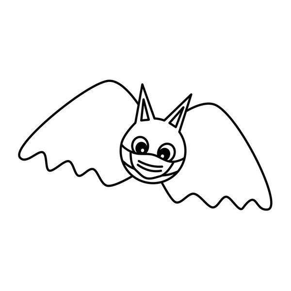 Lindo Murciélago Blanco Negro Dibujos Animados Máscaras Protectoras Médicas Halloween — Archivo Imágenes Vectoriales