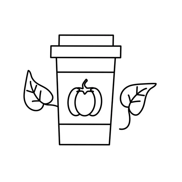 Mignon Latte Aux Épices Citrouille Noir Blanc Avec Illustration Vectorielle — Image vectorielle