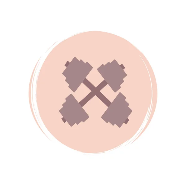 Logo Mignon Icône Vecteur Avec Haltères Illustration Sur Cercle Avec — Image vectorielle