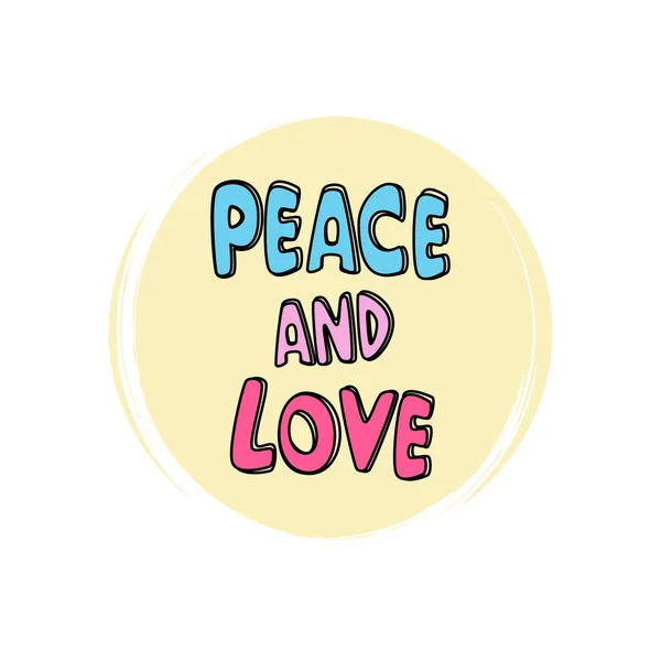 Χαριτωμένο Λογότυπο Διάνυσμα Εικονίδιο Την Ειρήνη Και Την Αγάπη Απόσπασμα — Διανυσματικό Αρχείο