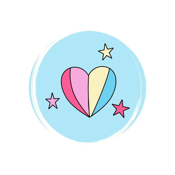 Logo Mignon Icône Vecteur Avec Coeur Arc Ciel Étoiles Illustration — Image vectorielle