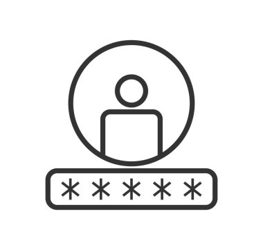 Veri Koruması ve Kullanıcı Yetkilendirmesi için Parola Güvenlik Simgesi Asma Kilit Sembolü. Vektör İllüstrasyonu