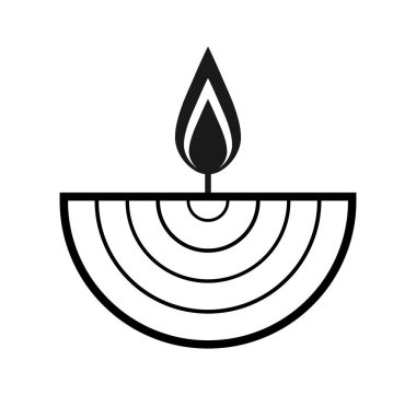 Festival ve İbadet İçin Alevli Diya Lamba Vektörü Silueti Özeti